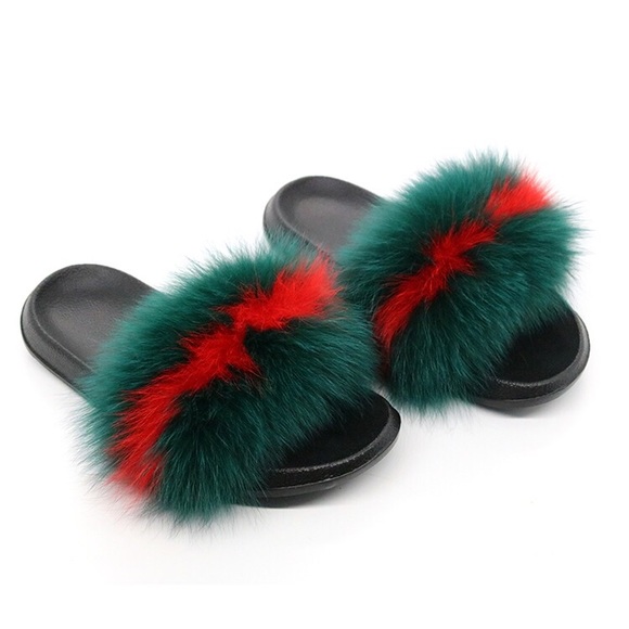 Haus of Layers Shoes - NEW! Real Fox Fur Slides / Fur Slippers